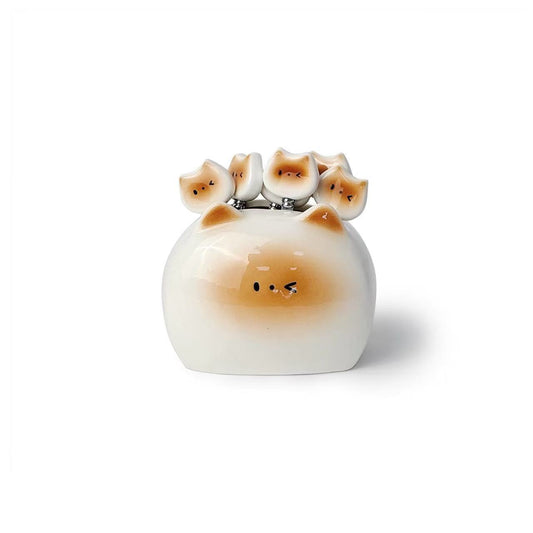 Cat Ceramic Fruit Fork Jar