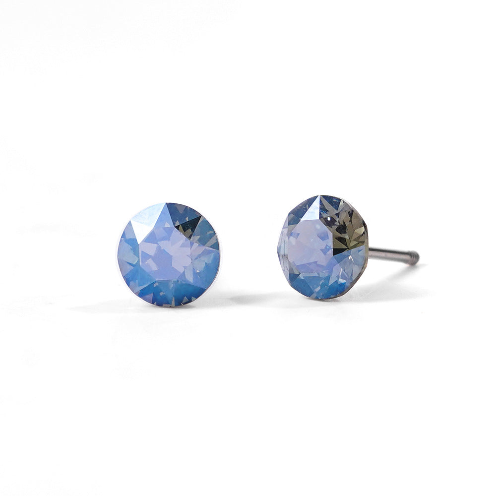 6mm Sparkling Synthetic Crystal Screw Back Titanium Stud Earrings