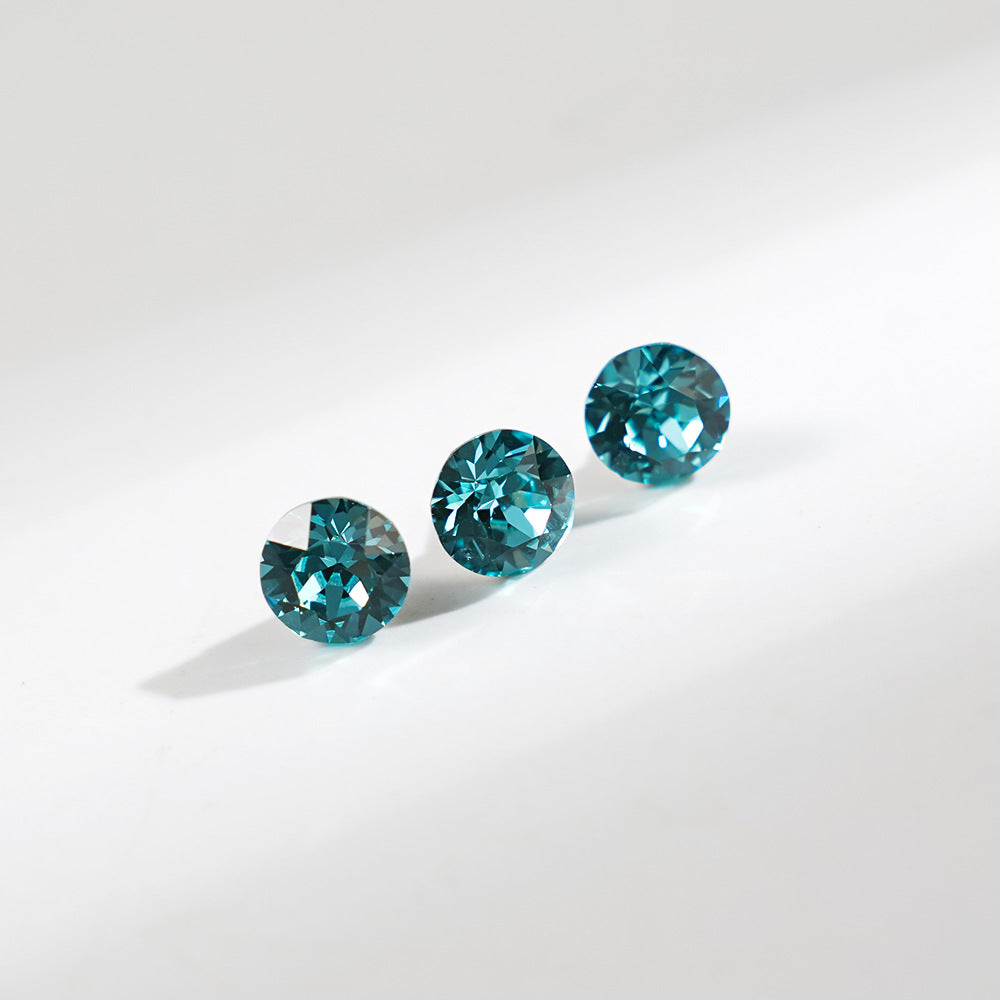 8mm Sparkling Synthetic Crystal Screw Back Titanium Stud Earrings