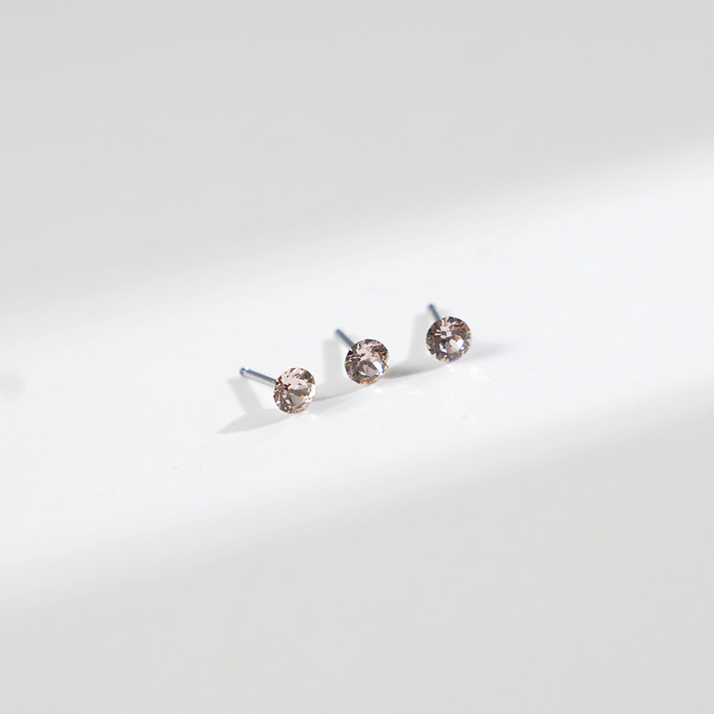 4mm Sparkling Synthetic Crystal Screw Back Titanium Stud Earrings