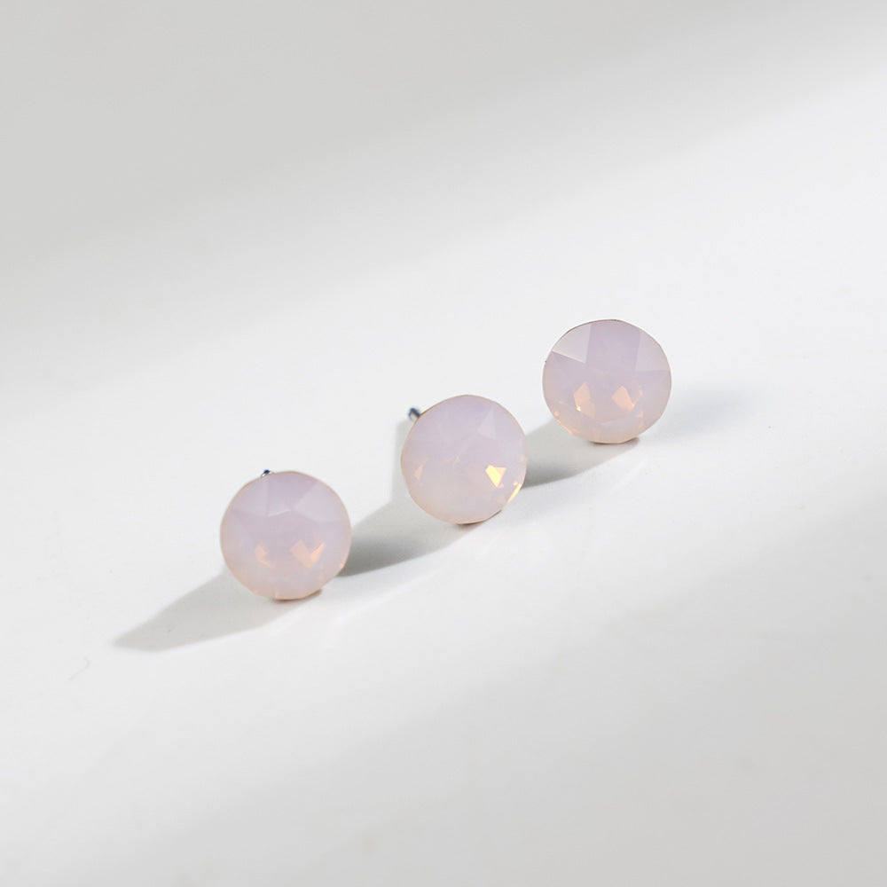 8mm Sparkling Synthetic Crystal Screw Back Titanium Stud Earrings