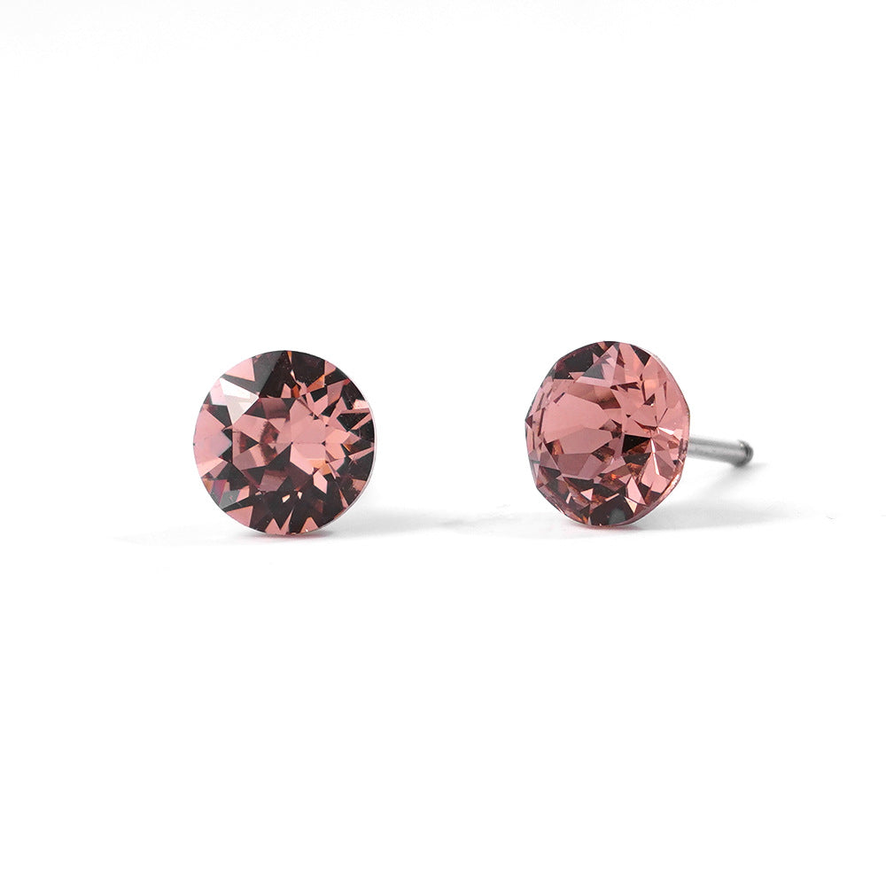 6mm Sparkling Synthetic Crystal Screw Back Titanium Stud Earrings
