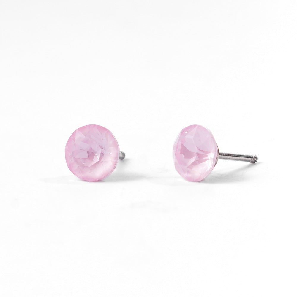 6mm Sparkling Synthetic Crystal Screw Back Titanium Stud Earrings