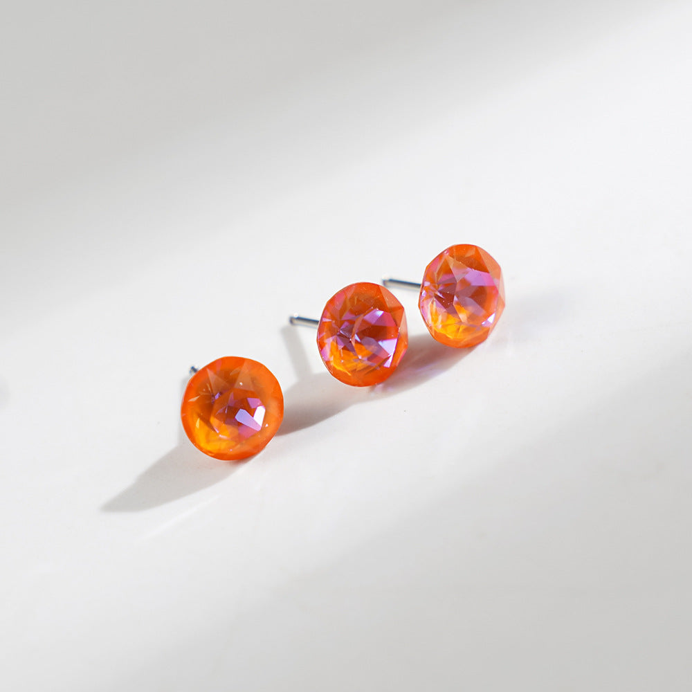 8mm Sparkling Synthetic Crystal Screw Back Titanium Stud Earrings
