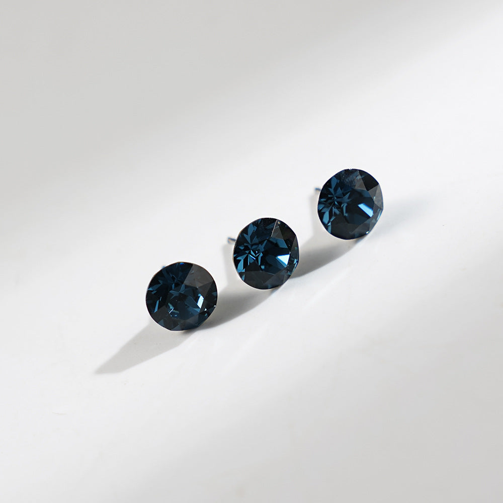 8mm Sparkling Synthetic Crystal Screw Back Titanium Stud Earrings