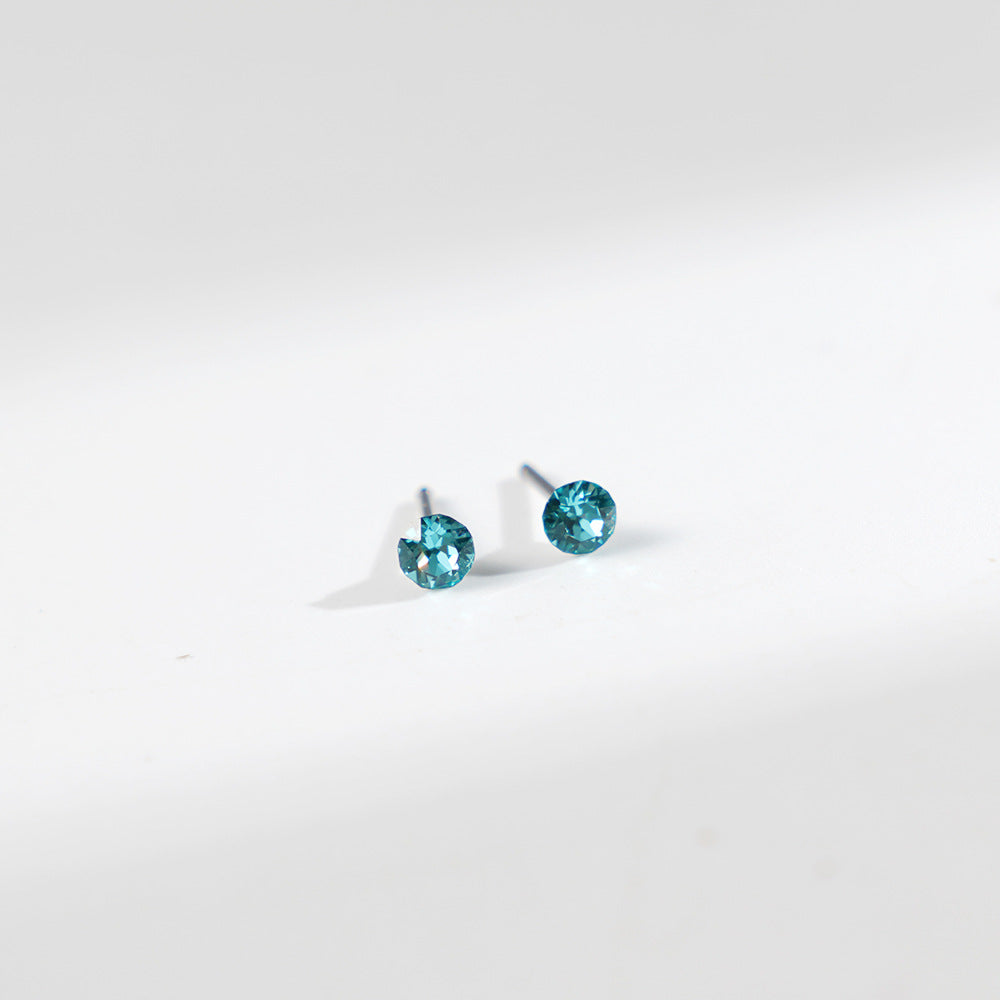 4mm Sparkling Synthetic Crystal Screw Back Titanium Stud Earrings