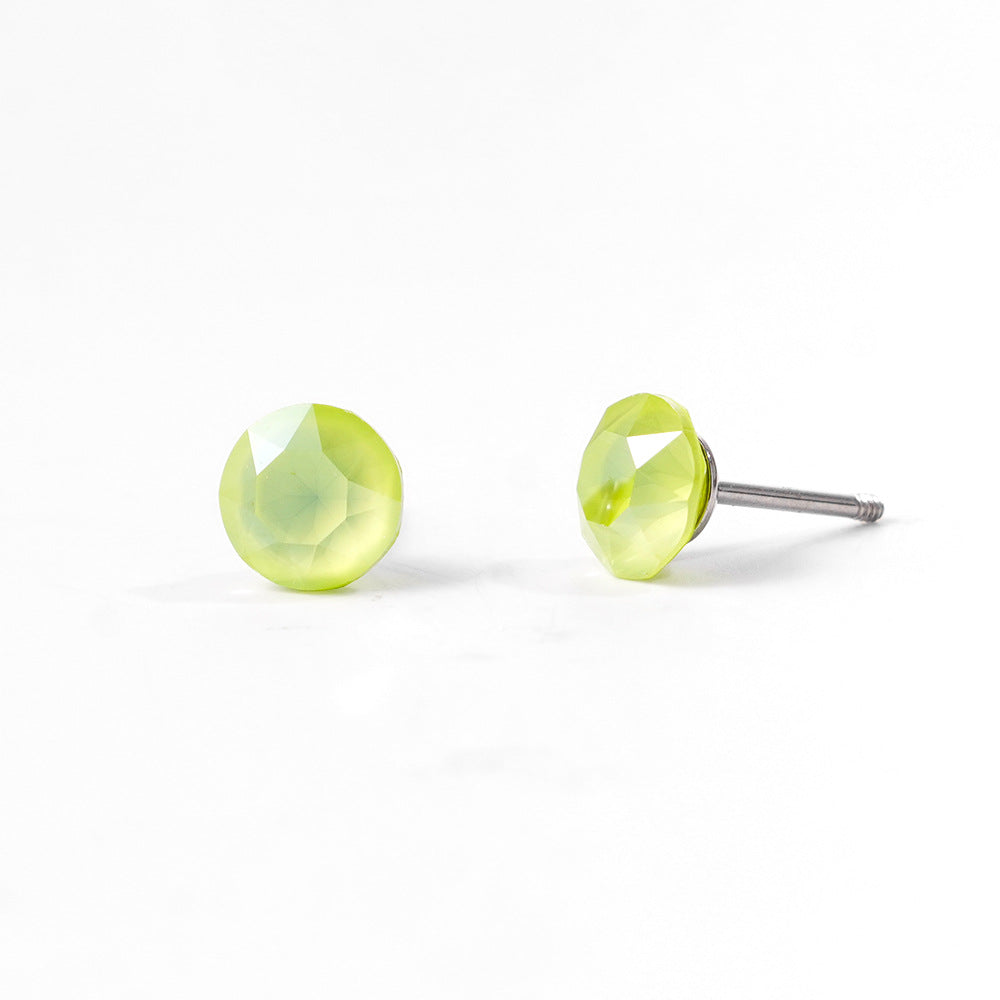 6mm Sparkling Synthetic Crystal Screw Back Titanium Stud Earrings