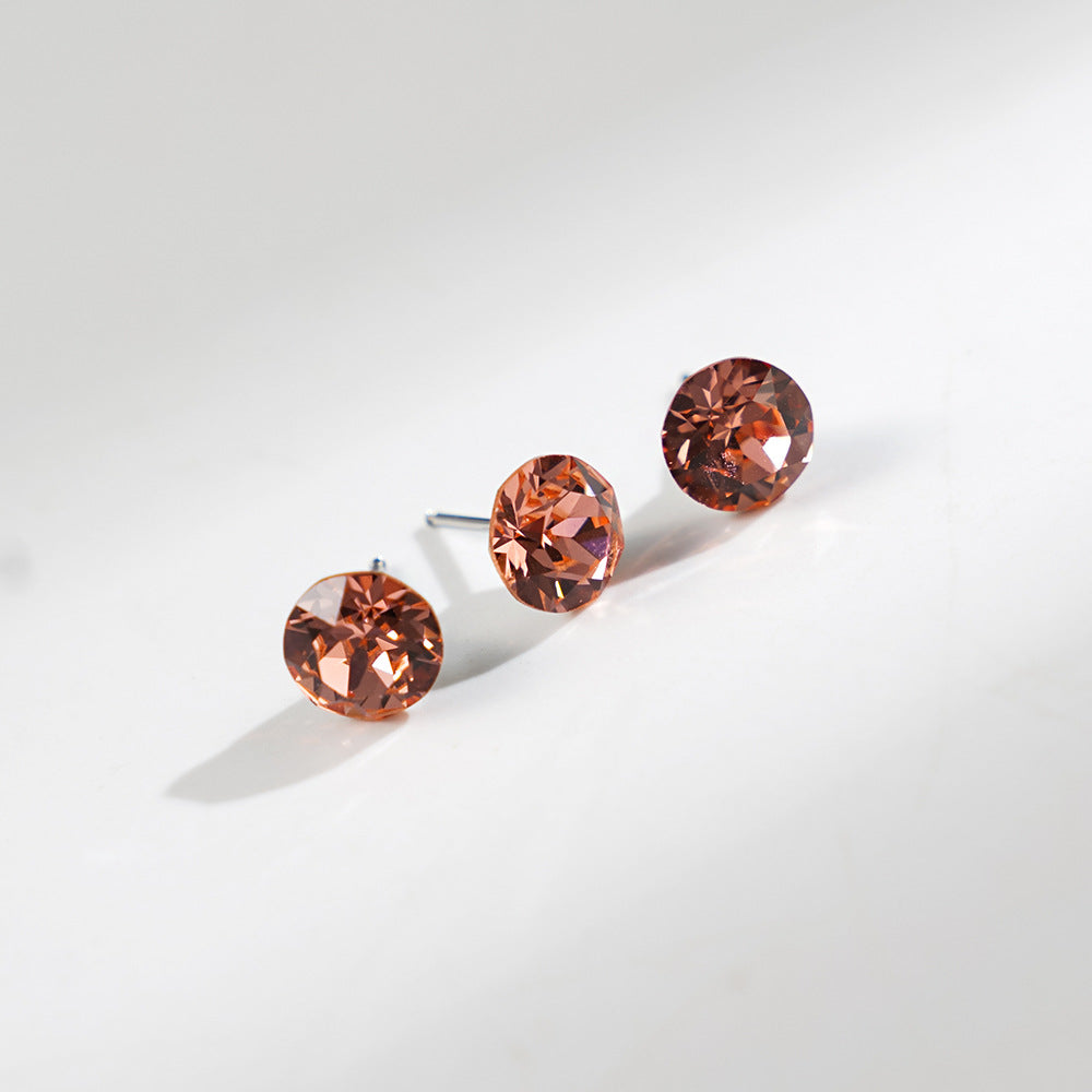 8mm Sparkling Synthetic Crystal Screw Back Titanium Stud Earrings