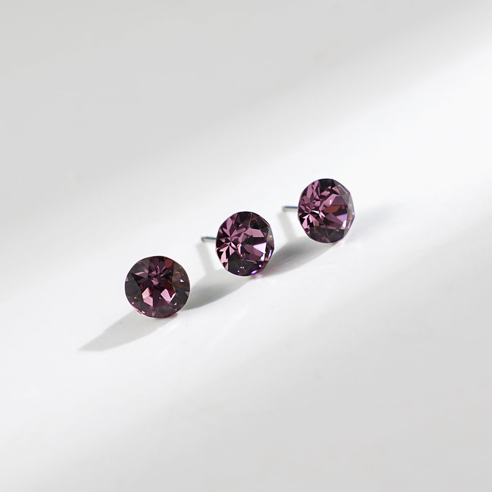 8mm Sparkling Synthetic Crystal Screw Back Titanium Stud Earrings