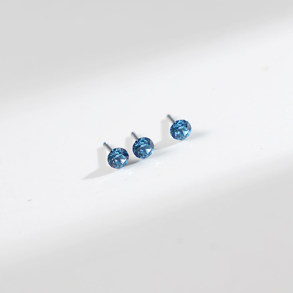 4mm Sparkling Synthetic Crystal Screw Back Titanium Stud Earrings