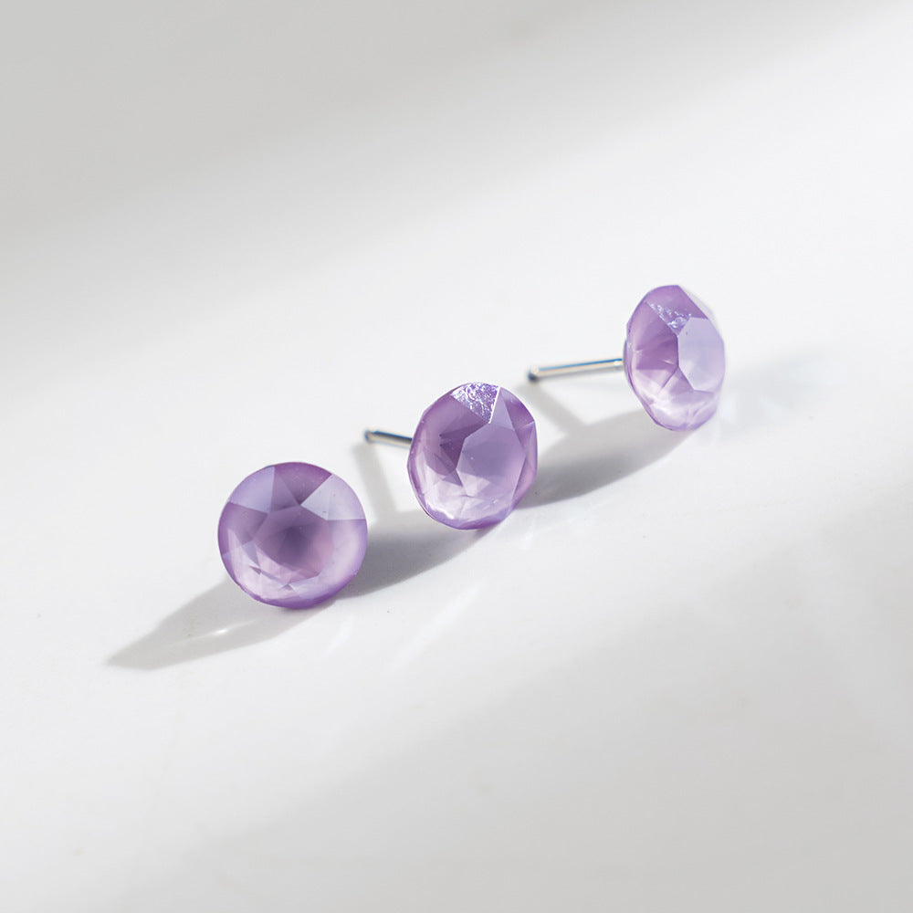 8mm Sparkling Synthetic Crystal Screw Back Titanium Stud Earrings