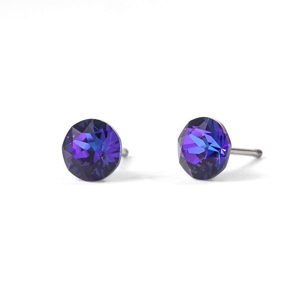6mm Sparkling Synthetic Crystal Screw Back Titanium Stud Earrings