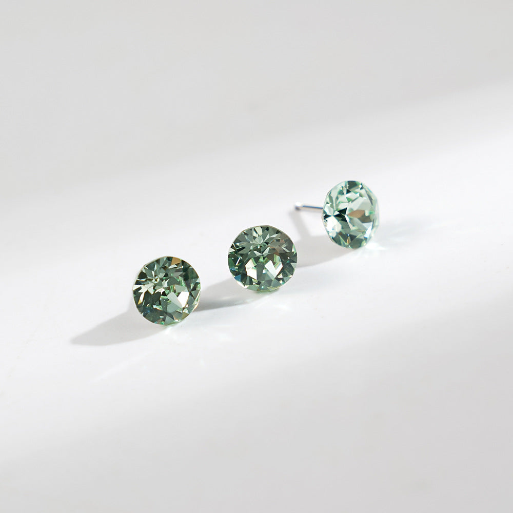 8mm Sparkling Synthetic Crystal Screw Back Titanium Stud Earrings