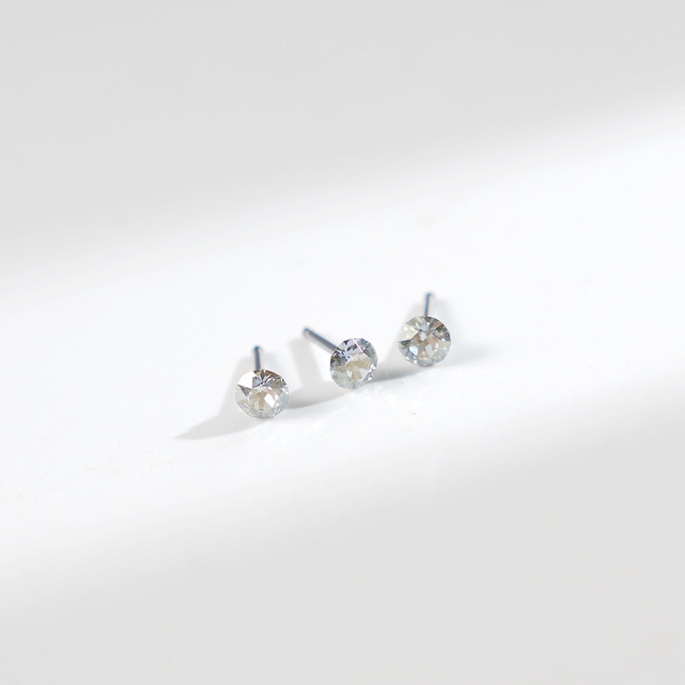 4mm Sparkling Synthetic Crystal Screw Back Titanium Stud Earrings