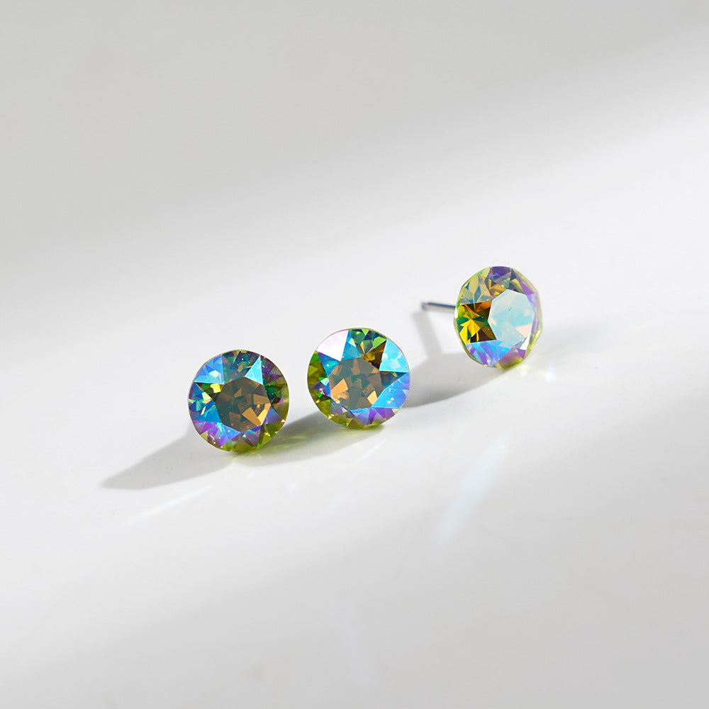 8mm Sparkling Synthetic Crystal Screw Back Titanium Stud Earrings