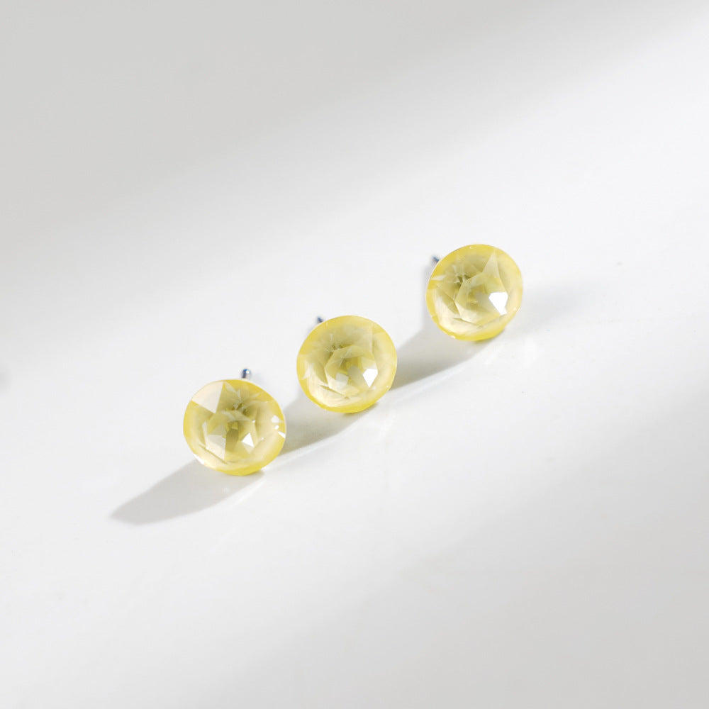8mm Sparkling Synthetic Crystal Screw Back Titanium Stud Earrings