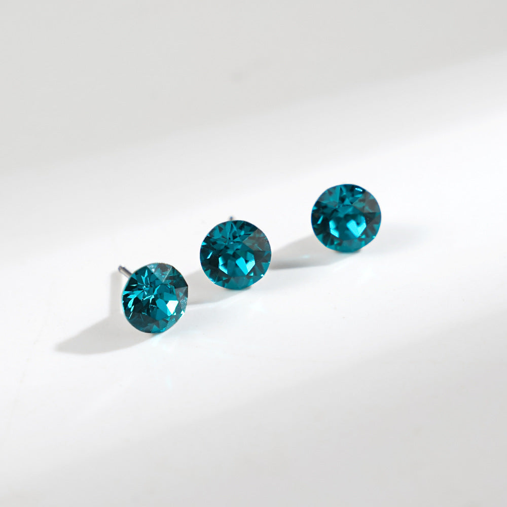 8mm Sparkling Synthetic Crystal Screw Back Titanium Stud Earrings