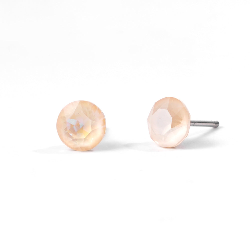 6mm Sparkling Synthetic Crystal Screw Back Titanium Stud Earrings