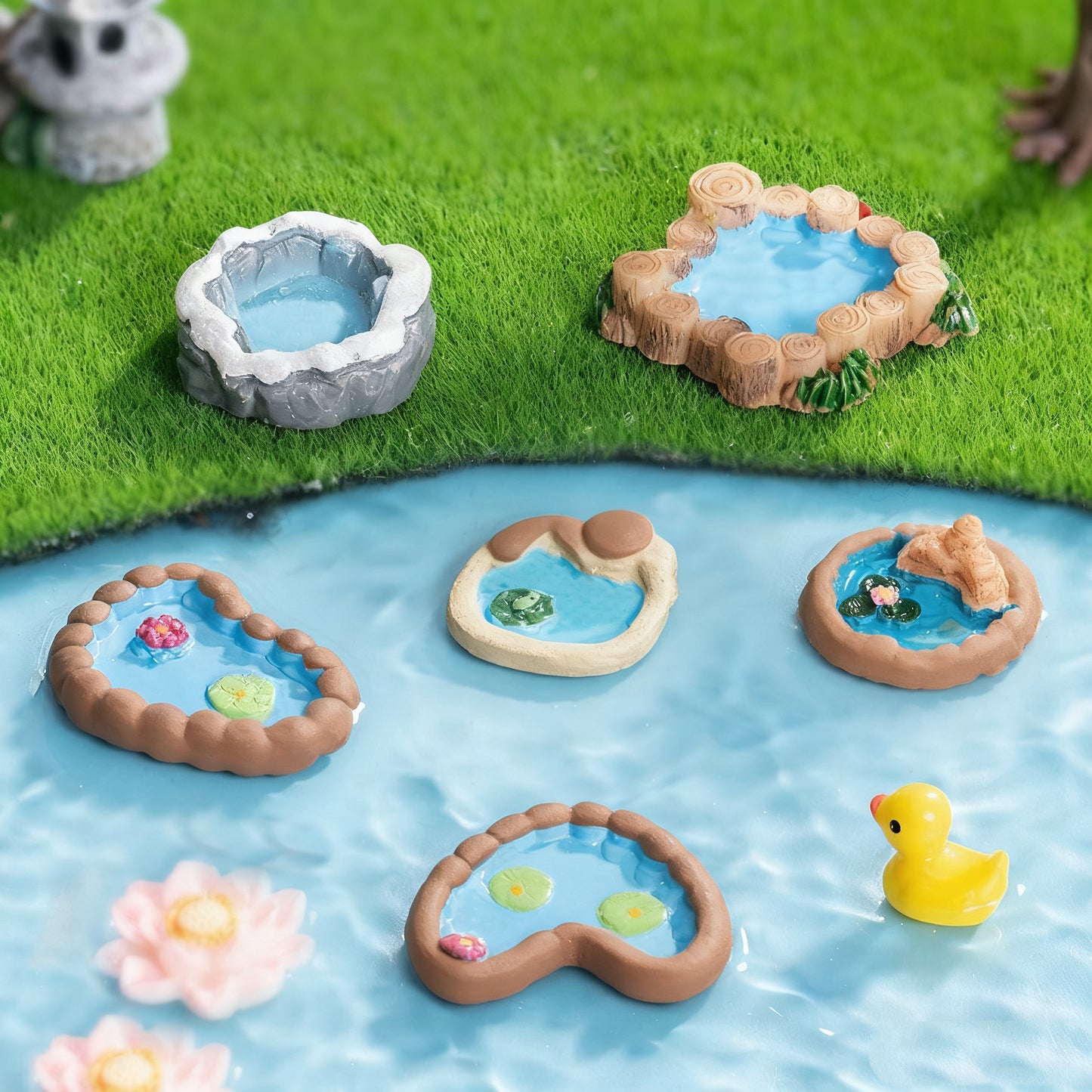 Lumi Mini Resin Pond Series – Creative Miniature Pool & Tower Ornaments for DIY