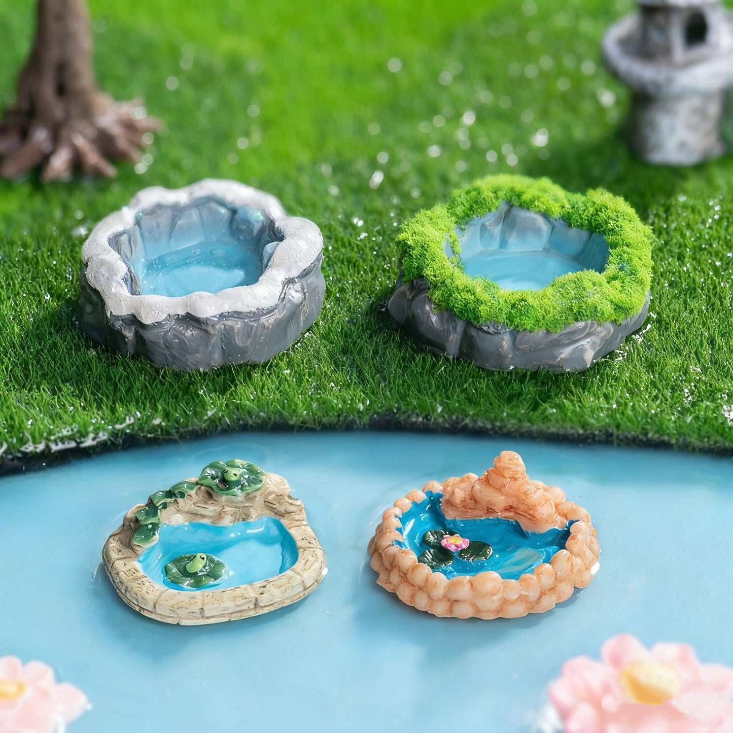 Lumi Mini Resin Pond Series – Creative Miniature Pool & Tower Ornaments for DIY