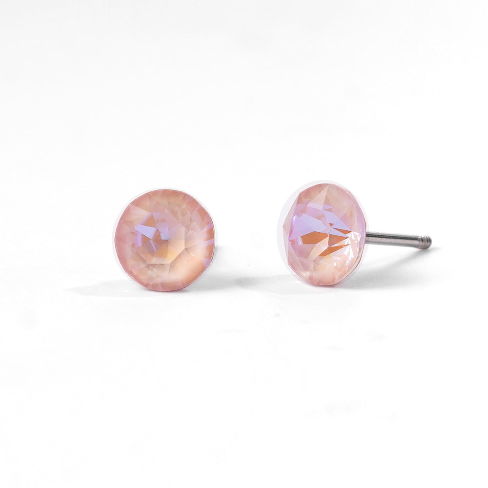 6mm Sparkling Synthetic Crystal Screw Back Titanium Stud Earrings