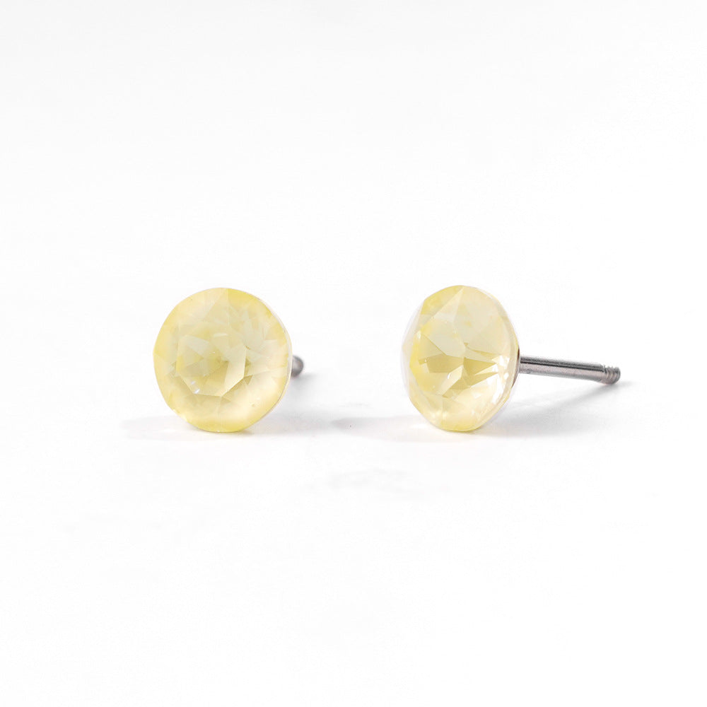 6mm Sparkling Synthetic Crystal Screw Back Titanium Stud Earrings