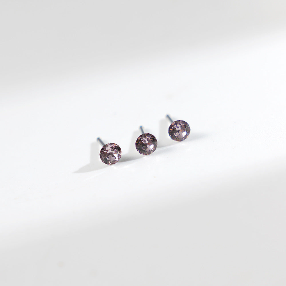 4mm Sparkling Synthetic Crystal Screw Back Titanium Stud Earrings