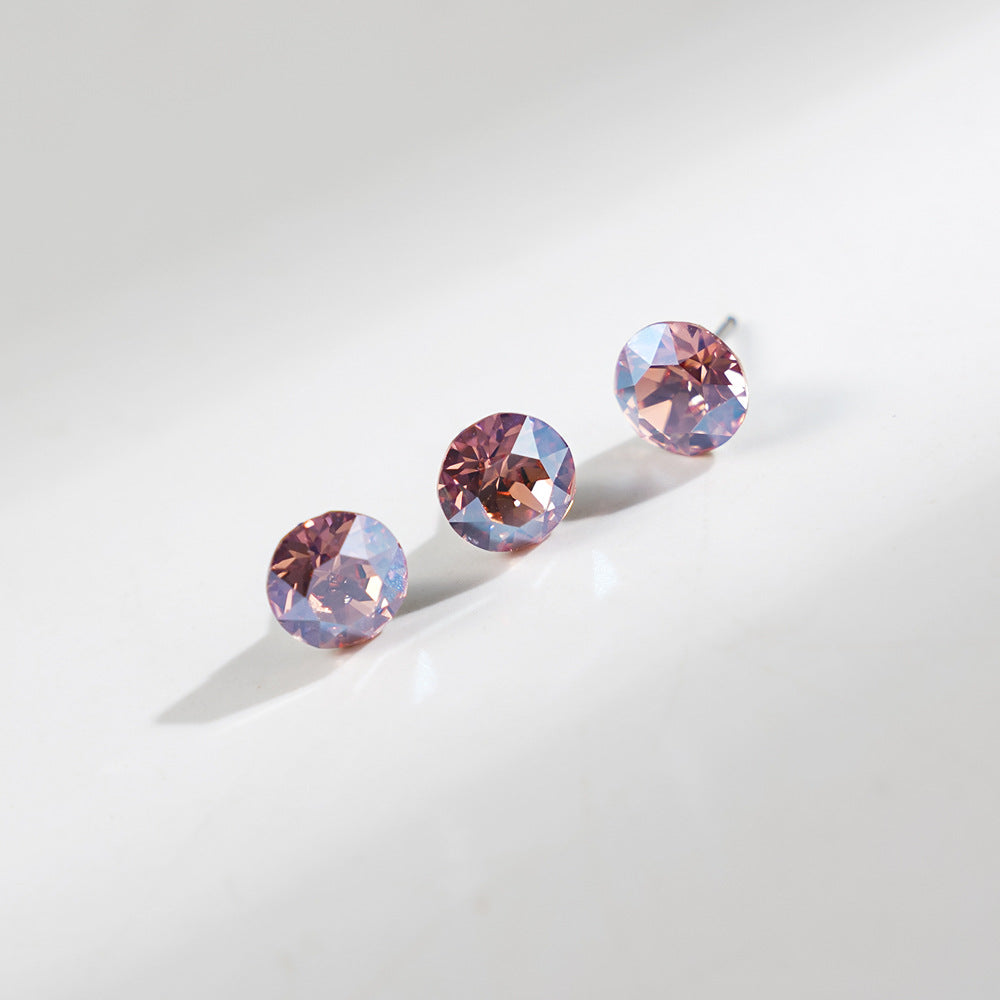 8mm Sparkling Synthetic Crystal Screw Back Titanium Stud Earrings