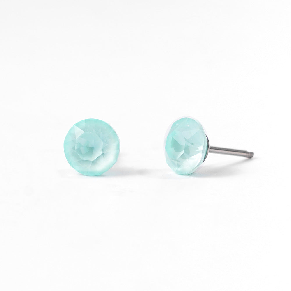 6mm Sparkling Synthetic Crystal Screw Back Titanium Stud Earrings