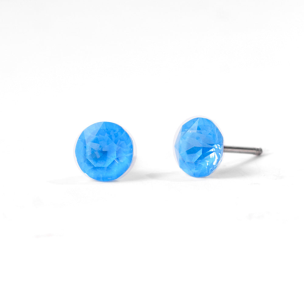 6mm Sparkling Synthetic Crystal Screw Back Titanium Stud Earrings