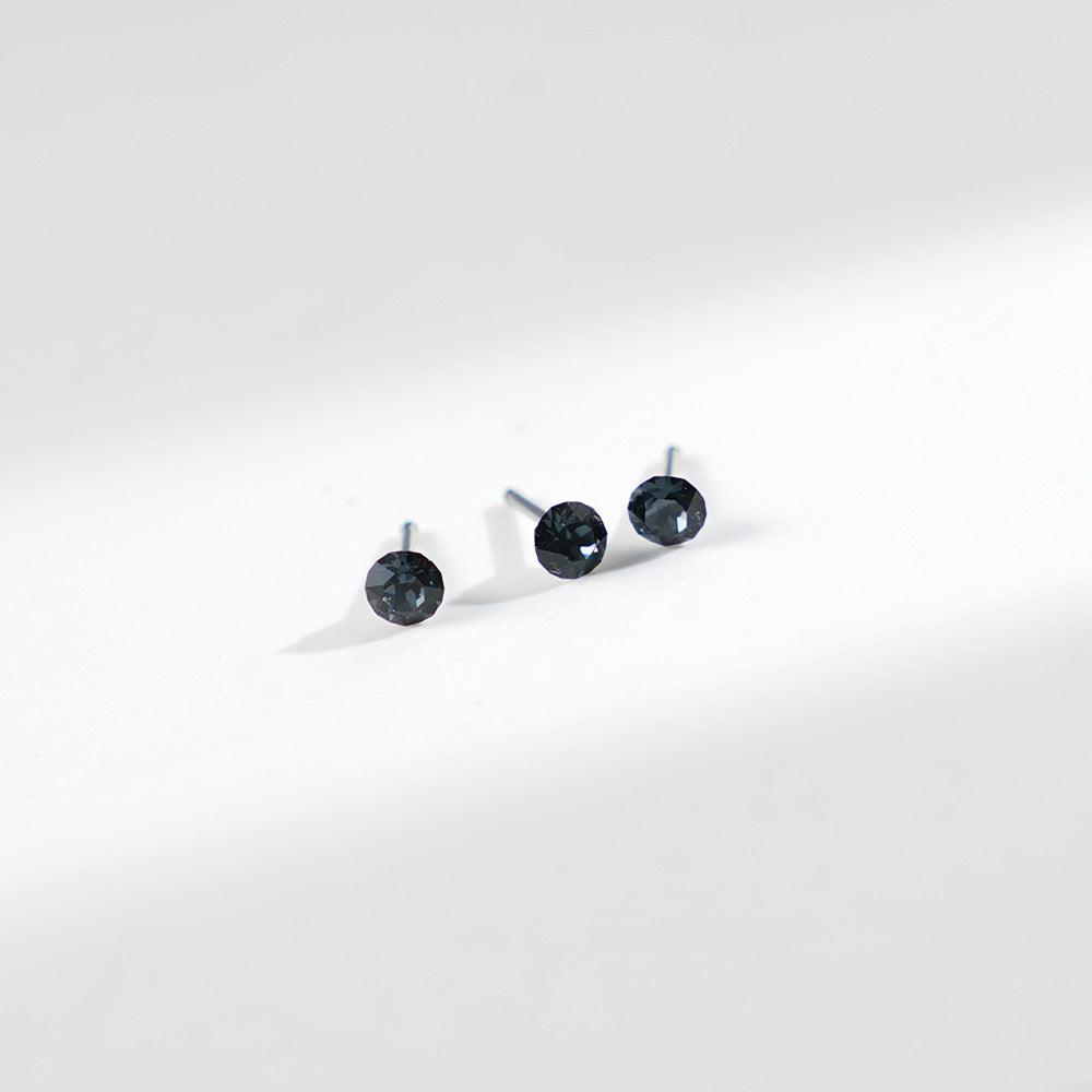 4mm Sparkling Synthetic Crystal Screw Back Titanium Stud Earrings
