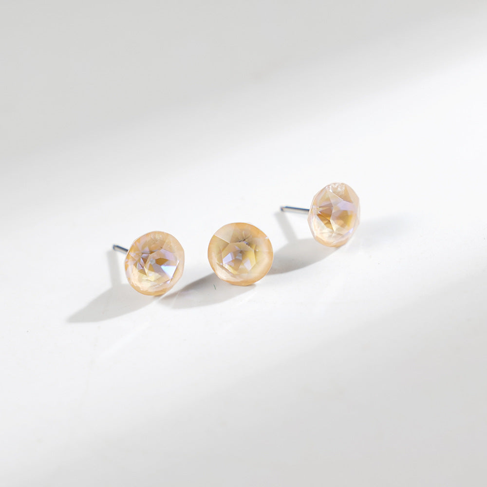 8mm Sparkling Synthetic Crystal Screw Back Titanium Stud Earrings