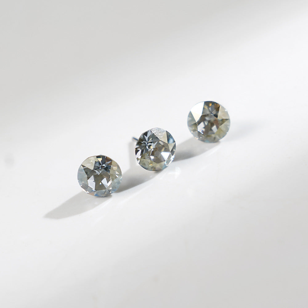 8mm Sparkling Synthetic Crystal Screw Back Titanium Stud Earrings
