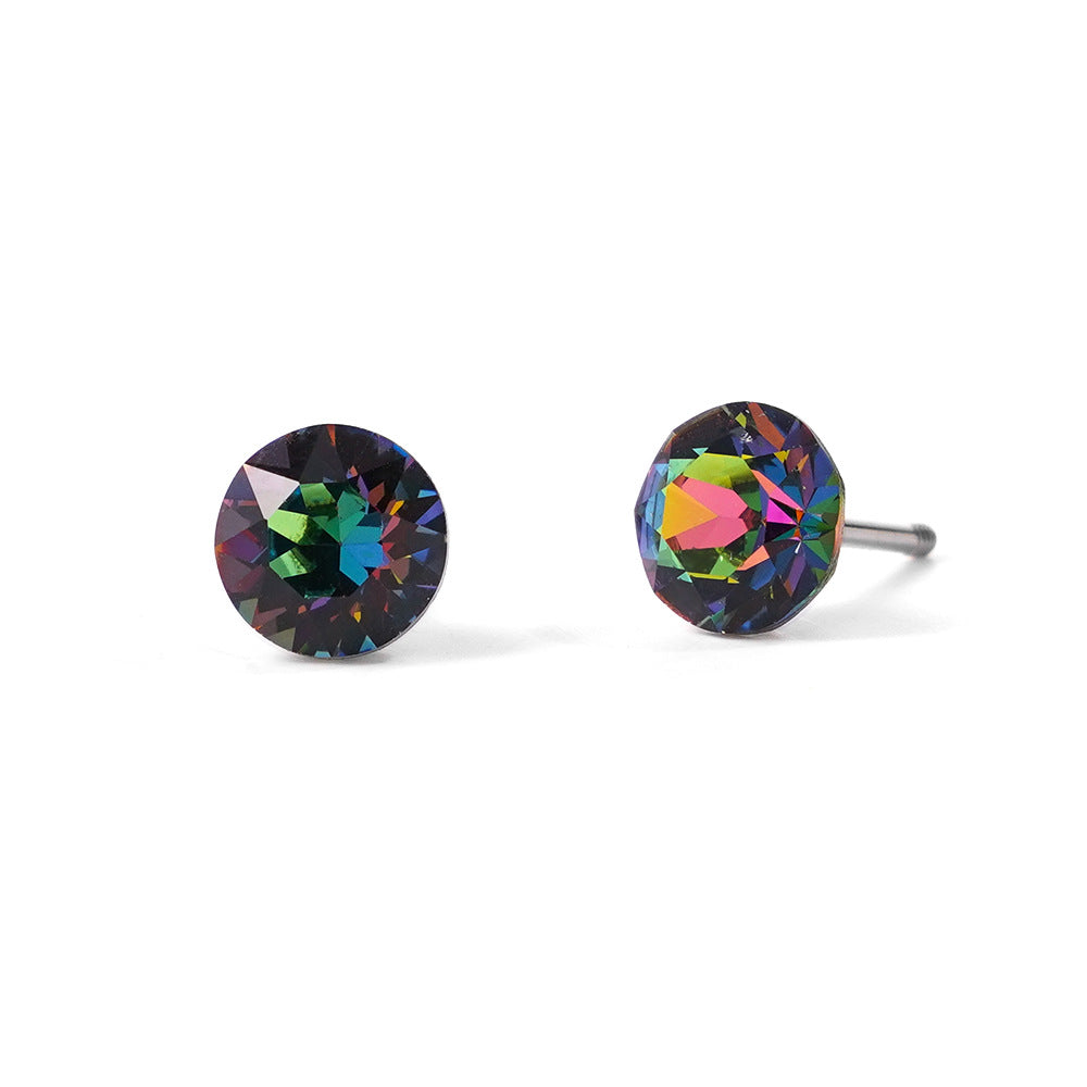 6mm Sparkling Synthetic Crystal Screw Back Titanium Stud Earrings