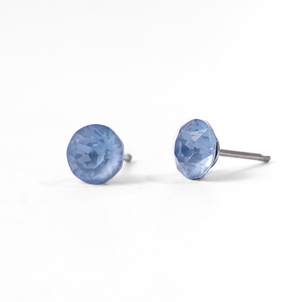 6mm Sparkling Synthetic Crystal Screw Back Titanium Stud Earrings