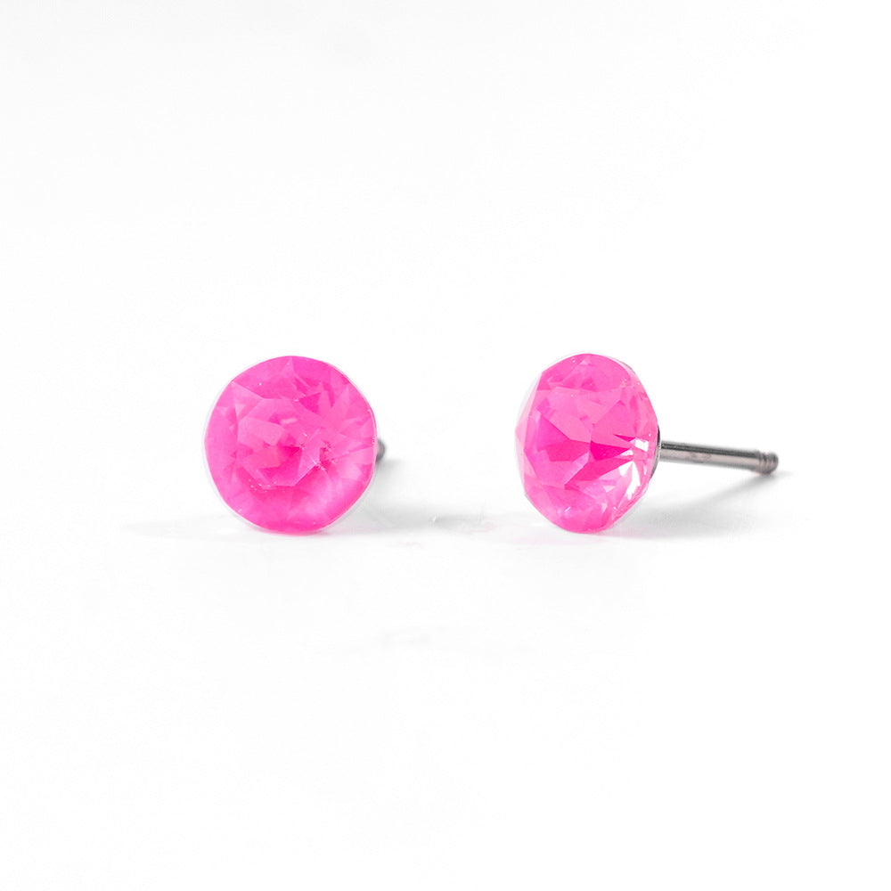 6mm Sparkling Synthetic Crystal Screw Back Titanium Stud Earrings