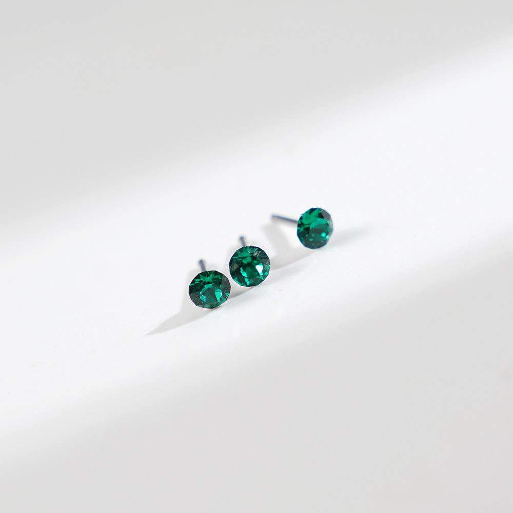 4mm Sparkling Synthetic Crystal Screw Back Titanium Stud Earrings