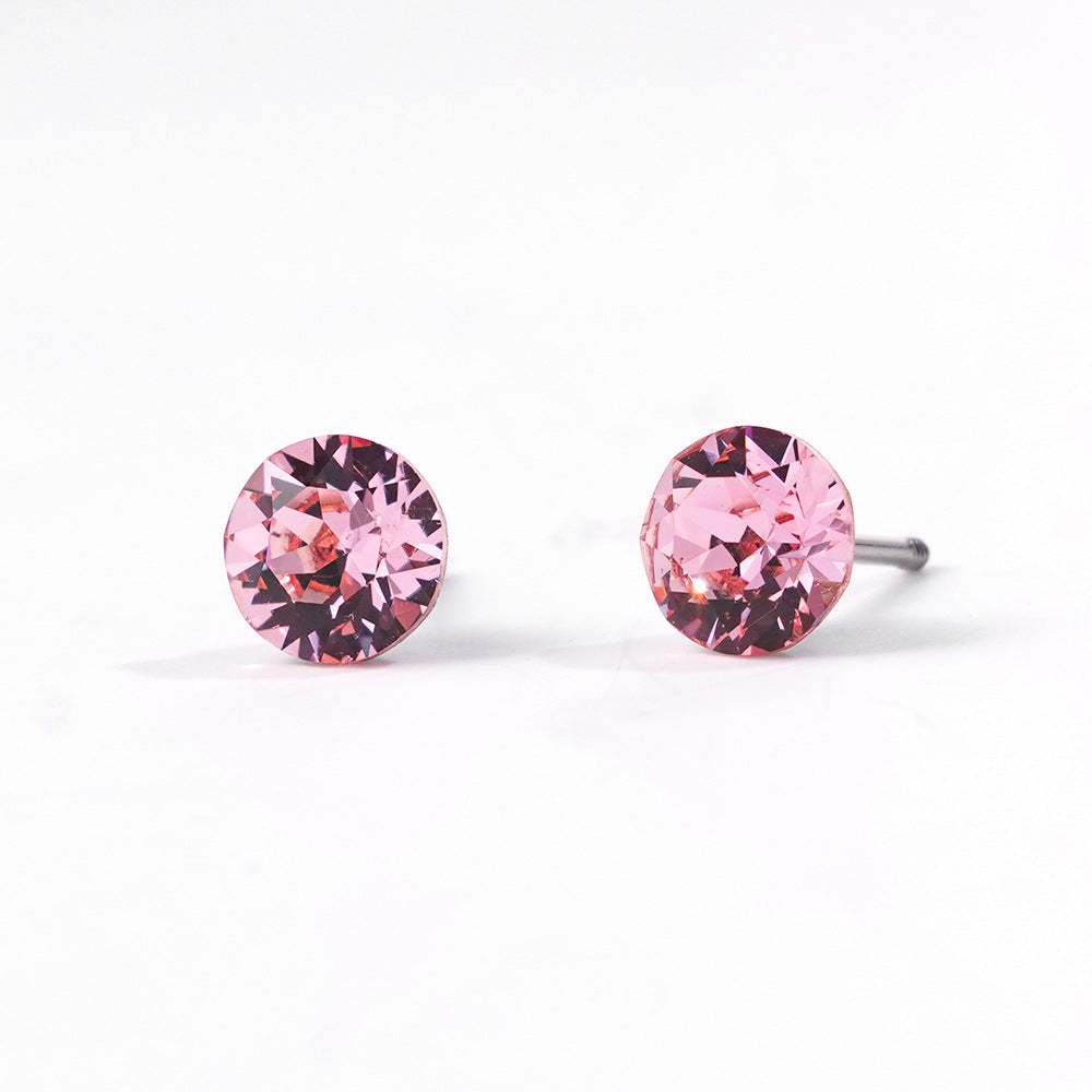6mm Sparkling Synthetic Crystal Screw Back Titanium Stud Earrings