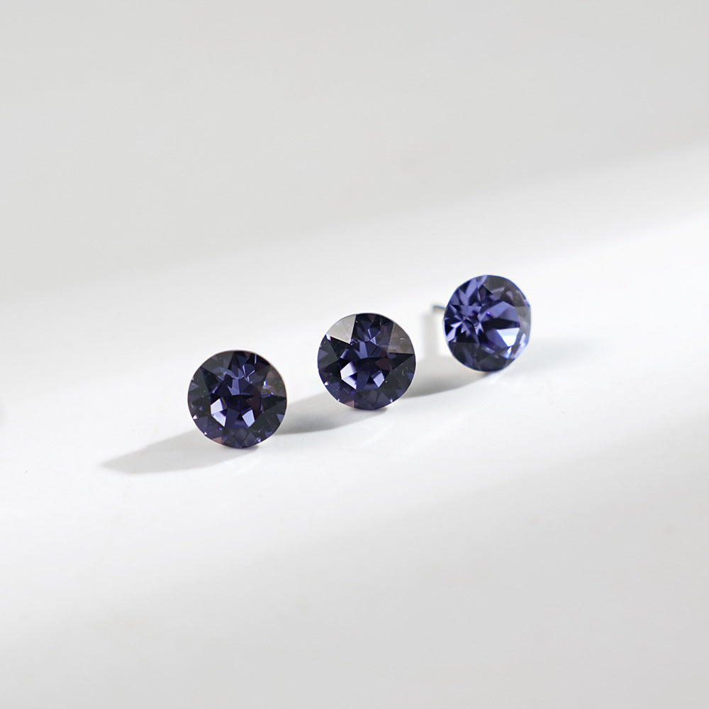 8mm Sparkling Synthetic Crystal Screw Back Titanium Stud Earrings