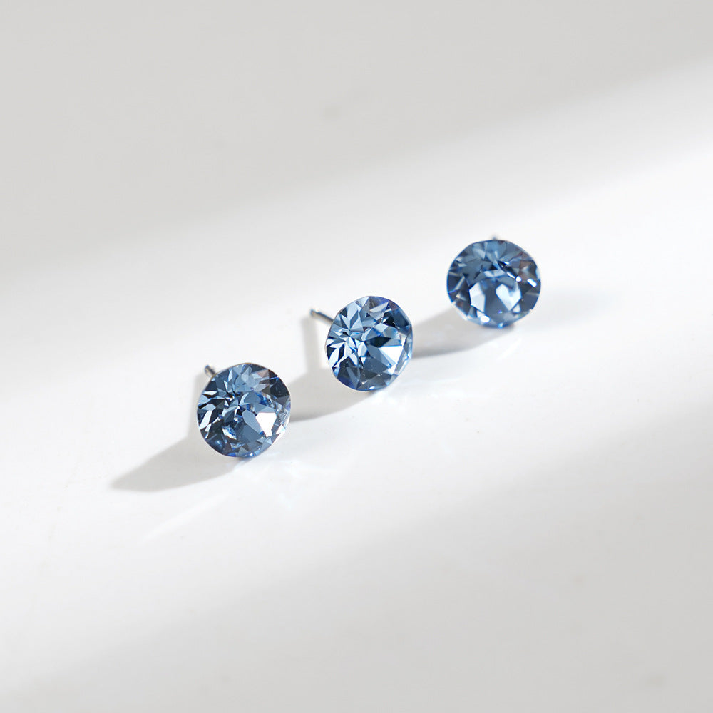 8mm Sparkling Synthetic Crystal Screw Back Titanium Stud Earrings