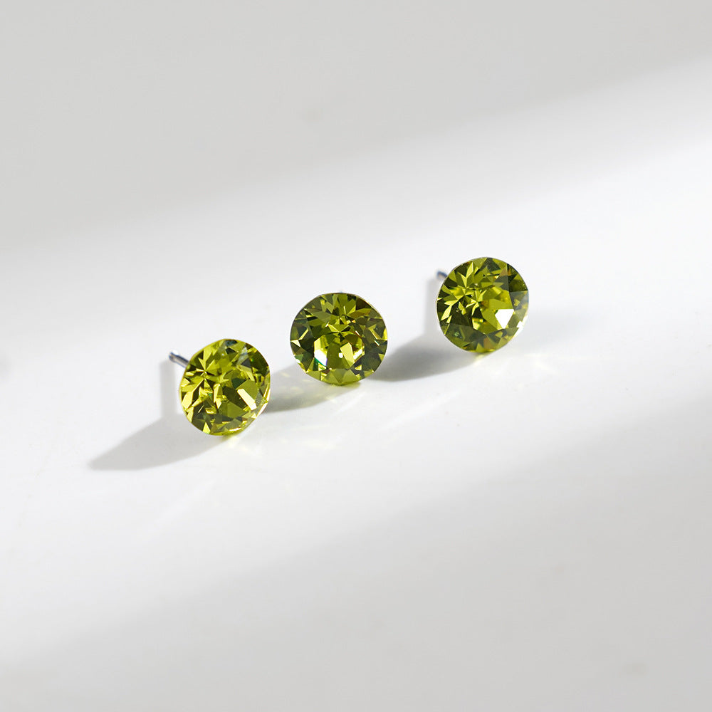 8mm Sparkling Synthetic Crystal Screw Back Titanium Stud Earrings