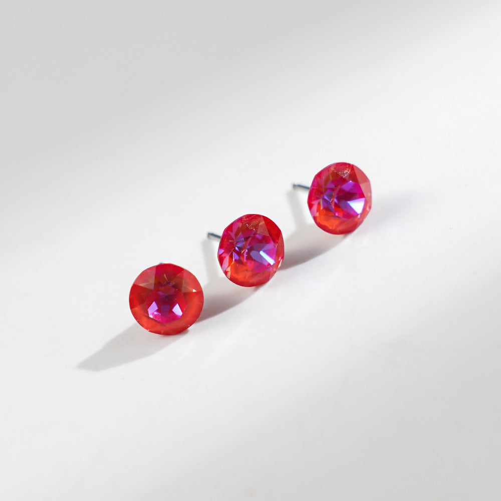 8mm Sparkling Synthetic Crystal Screw Back Titanium Stud Earrings