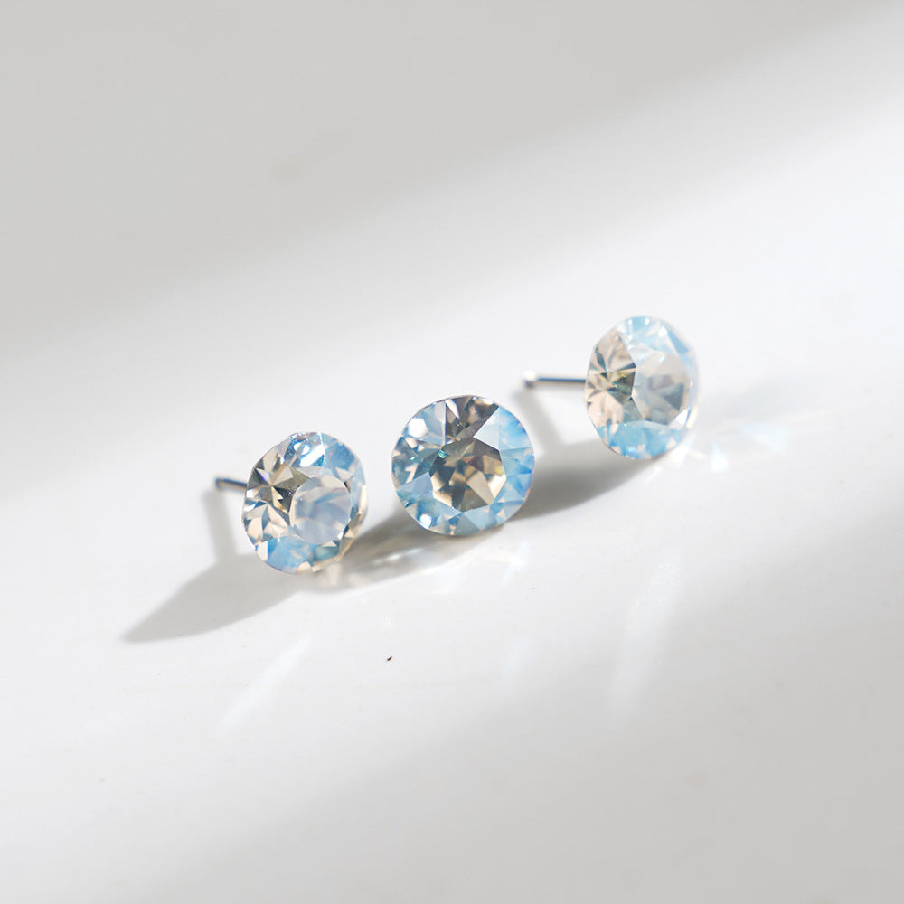 8mm Sparkling Synthetic Crystal Screw Back Titanium Stud Earrings