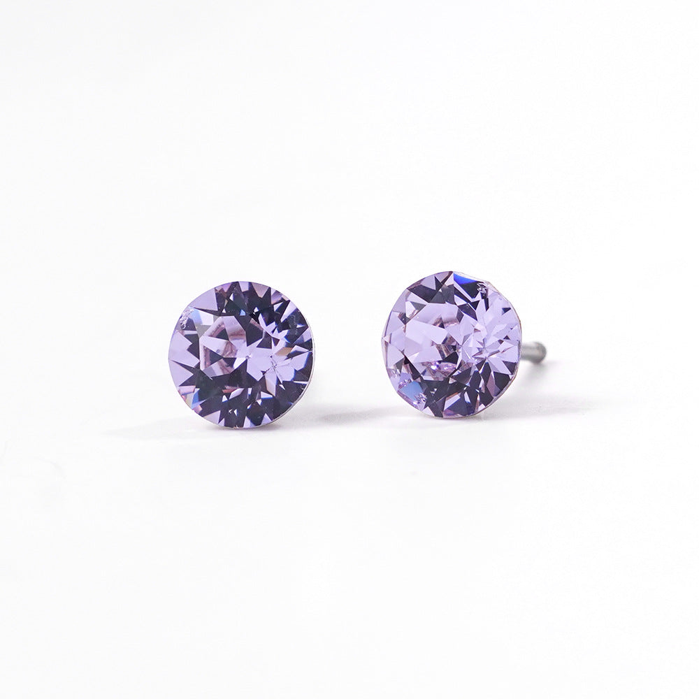 6mm Sparkling Synthetic Crystal Screw Back Titanium Stud Earrings