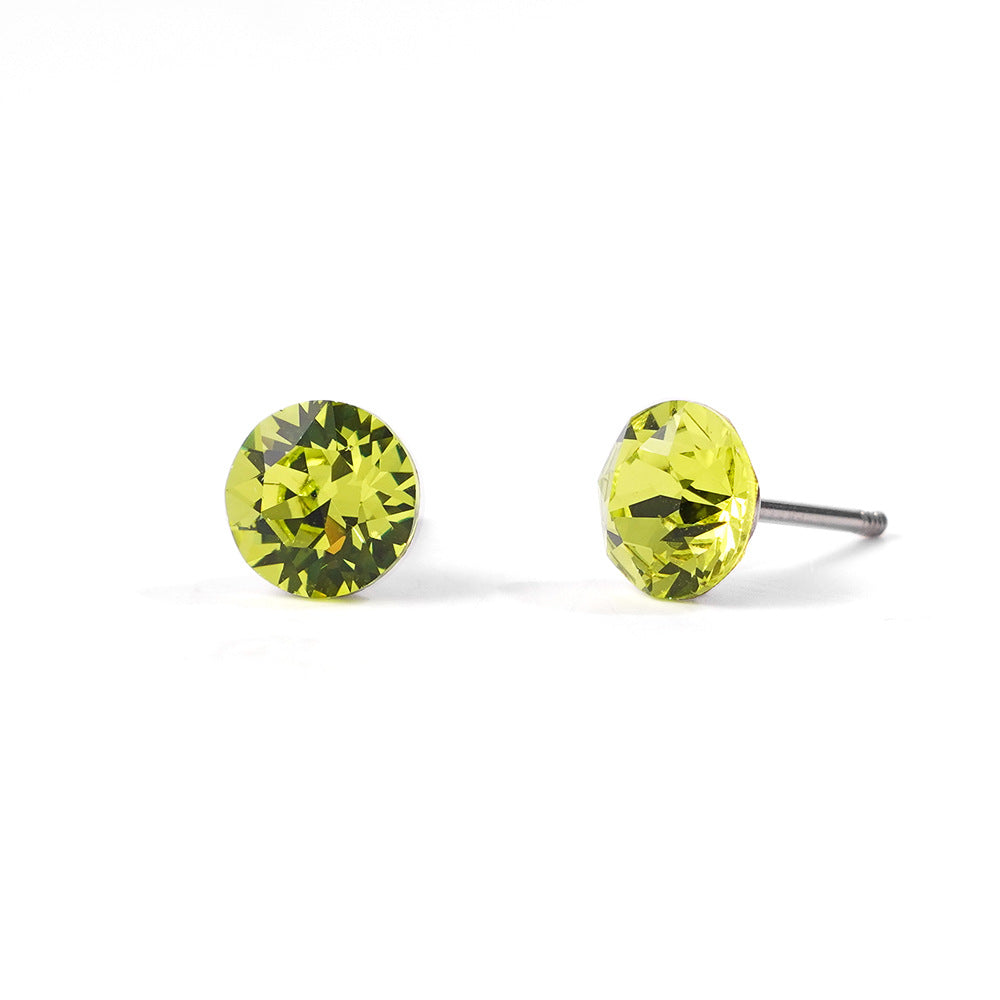 6mm Sparkling Synthetic Crystal Screw Back Titanium Stud Earrings