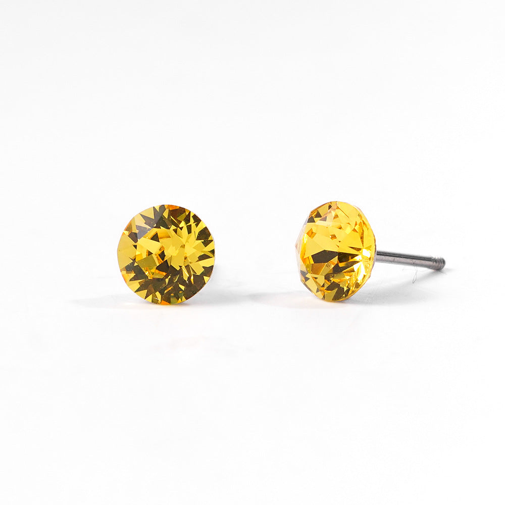 6mm Sparkling Synthetic Crystal Screw Back Titanium Stud Earrings