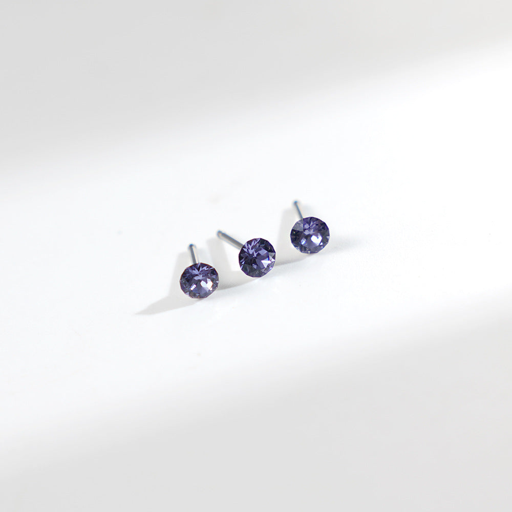 4mm Sparkling Synthetic Crystal Screw Back Titanium Stud Earrings