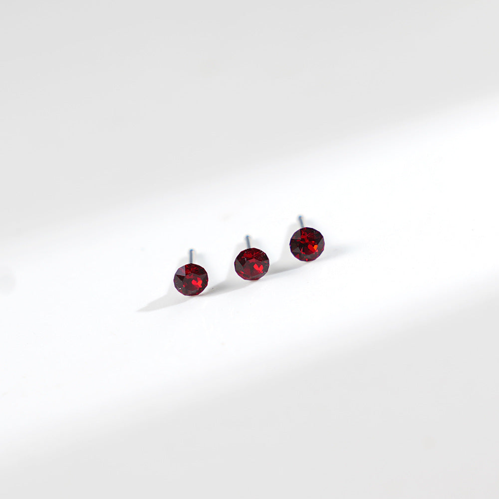 4mm Sparkling Synthetic Crystal Screw Back Titanium Stud Earrings