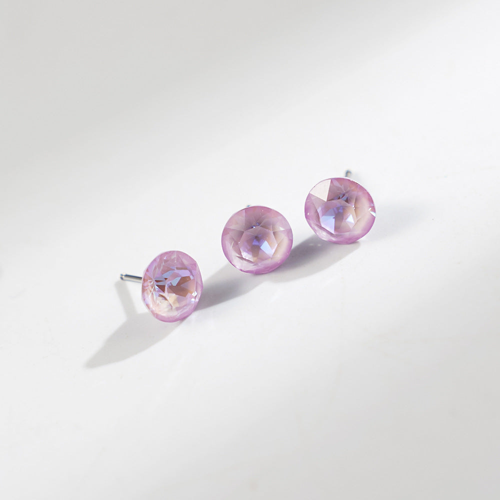 8mm Sparkling Synthetic Crystal Screw Back Titanium Stud Earrings