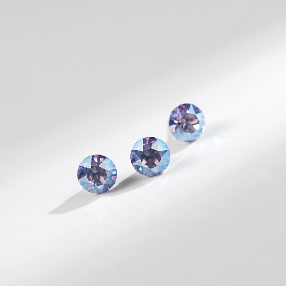 8mm Sparkling Synthetic Crystal Screw Back Titanium Stud Earrings